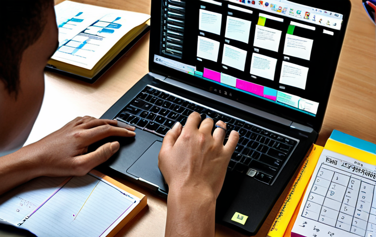 **A person working at a desk with various textbooks and a laptop, focused on a robotics study plan. The image should convey a sense of organization and determination, possibly with sticky notes and diagrams visible.**